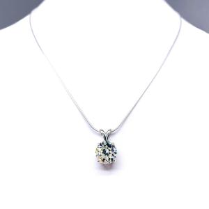 Old European Cut Cubic Zirconia Pendant Necklace – 8mm-10mm, Near Colorless, Sterling Silver
