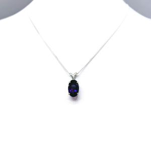 African Amethyst Oval Pendant Necklace – Natural 12x8mm Gemstone (3 Carats) – Sterling Silver Setting & Chain