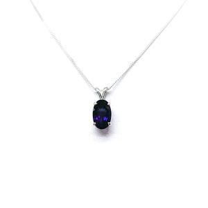African Amethyst Oval Pendant Necklace – Natural 12x8mm Gemstone (3 Carats) – Sterling Silver Setting & Chain