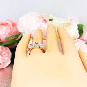 Oval CZ 3 Stone Engagement Ring - Low Profile Sterling Silver Setting