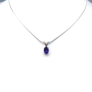 African Amethyst Pendant Necklace – Natural Oval Gemstone – Sterling Silver – Four Size Options