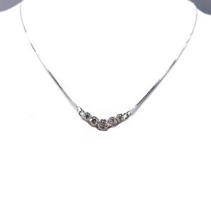 Cubic Zirconia 5-Stone Pendant Necklace – Sterling Silver, Chevron, V-Style