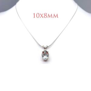 White Topaz Oval Pendant Necklace – Natural Gemstone in 5 Sizes – Sterling Silver Setting & Chain