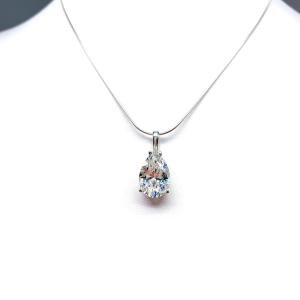 Pear Cubic Zirconia Pendant Necklace – 10x7mm-15x10mm, Near Colorless, Sterling Silver