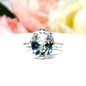 Genuine Aquamarine Ring Size 4.75 – 11x9mm Oval, Sterling Silver
