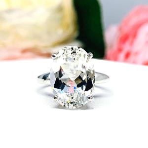 White Topaz Oval Solitaire Ring – Sterling Silver