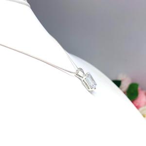 Emerald Cut Cubic Zirconia Pendant Necklace – 7x5mm-14x10mm, Sterling Silver