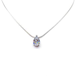 Pear Cubic Zirconia Slide Pendant Necklace – 10x7mm-15x10mm, Sterling Silver