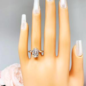 Pear CZ Engagement Ring - Curved Sterling Silver Band - 3 Stone Size Options – Elegant & Affordable Bridal Jewelry