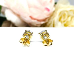 Oval Cubic Zirconia Stud Earrings – 6x4mm-8x6mm, 14k Gold