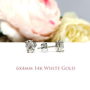 Oval Moissanite Stud Earrings – 14k Gold, 6x4mm-8x6mm