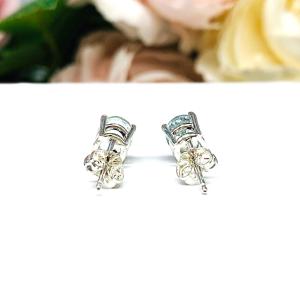 Oval Aquamarine Stud Earrings – 8x6mm, Sterling Silver