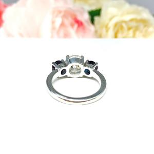 Lab Alexandrite & CZ 3-Stone Engagement Ring – 6mm-9mm, Sterling Silver