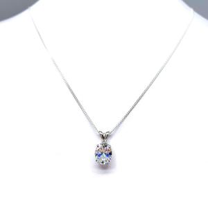 Oval Cubic Zirconia Pendant Necklace – 8x6mm-14x10mm, Sterling Silver