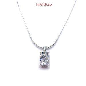 Radiant Cubic Zirconia Pendant Necklace – 7x5mm-14x10mm, Sterling Silver