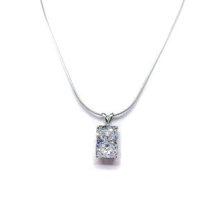 Radiant Cubic Zirconia Pendant Necklace – 7x5mm-14x10mm, Sterling Silver