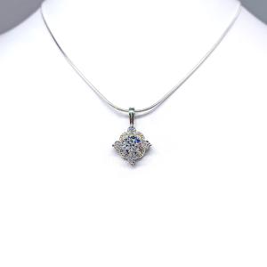 Art Deco Cubic Zirconia Pendant Necklace – 6mm-8mm, Sterling Silver