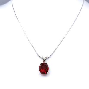 Lab Ruby Oval Pendant Necklace – 8x6mm-14x10mm, Sterling Silver