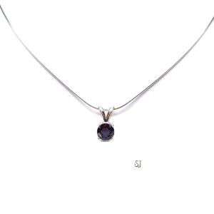 Lab Alexandrite Round Pendant Necklace – 6mm, Sterling Silver