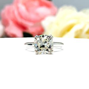 Old Mine CZ Engagement Ring – 8mm-10mm, Near Colorless, Sterling Silver