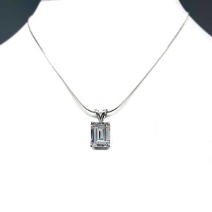Emerald Cut Cubic Zirconia Pendant Necklace – 7x5mm-14x10mm, Sterling Silver