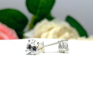 Oval Lab White Sapphire Stud Earrings – 7x5mm, 8x6mm, Sterling Silver