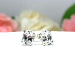 Oval Lab White Sapphire Stud Earrings – 7x5mm, 8x6mm, Sterling Silver
