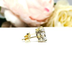 Oval Cubic Zirconia Stud Earrings – 6x4mm-8x6mm, 14k Gold
