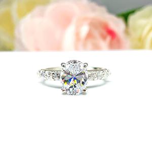 Oval Cubic Zirconia Pave Bridal Ring Set – 8x6mm, 9x7mm, Sterling Silver