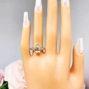 White Topaz Pear Engagement Ring – 9x6mm-12x8mm, Sterling Silver