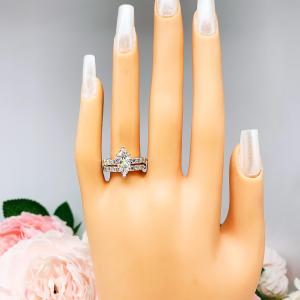 Marquise Cubic Zirconia Pave Bridal Ring Set – 10x5mm-14x7mm, Sterling Silver