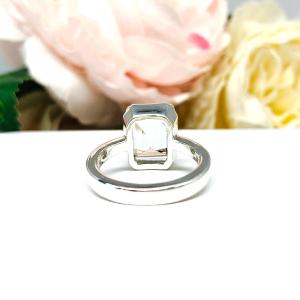 White Topaz Emerald Cut Engagement Ring – 8x6mm-10x8mm, Sterling Silver