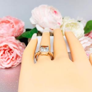 White Topaz Emerald Cut Engagement Ring – 8x6mm-10x8mm, Sterling Silver