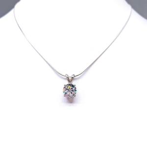 Round Cubic Zirconia Pendant Necklace – 5mm-13mm, Sterling Silver