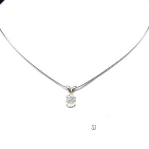 Rainbow Moonstone Round Pendant Necklace – 6mm, Sterling Silver