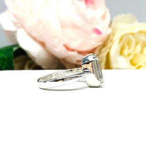 White Topaz Emerald Cut Engagement Ring – 8x6mm-10x8mm, Sterling Silver