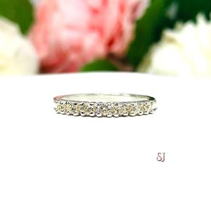 Light Yellow Round Cubic Zirconia Wedding Band – 2mm, 7-Stone, Sterling Silver