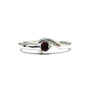 Round-Cut Birthstone Solitaire Stacking Ring • 3mm, Sterling Silver, Wrap Bypass Shank
