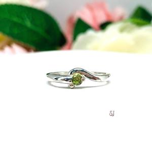 Round-Cut Birthstone Solitaire Stacking Ring • 3mm, Sterling Silver, Wrap Bypass Shank