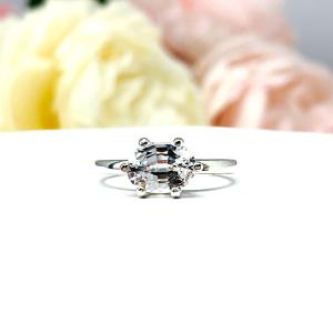Oval-Cut Lab White Sapphire East-West Ring • 8x6mm, Sterling Silver, Size 5