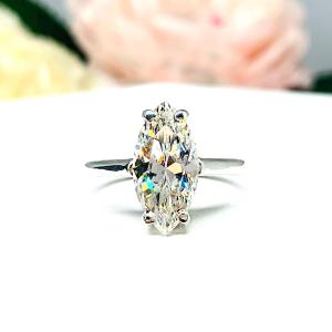 Marquise Near Colorless CZ Engagement Ring – 10x5mm-14-7mm, Sterling Silver