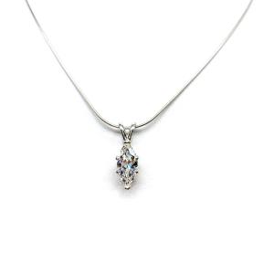 Marquise Cubic Zirconia Pendant Necklace – 10x5mm, 12x6mm, Sterling Silver