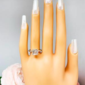 Asscher Cubic Zirconia Engagement Ring – 5mm-8mm, High Profile, Sterling Silver