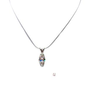 Sterling silver necklace with marquise-cut near colorless cubic zirconia pendant, available in three sizes.