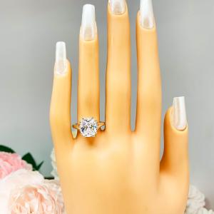 Cushion Cubic Zirconia Engagement Ring – 11x9mm, Sterling Silver