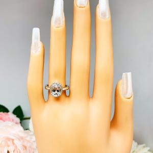 White Topaz Oval Engagement Ring – 8x6mm-14x10mm, Sterling Silver, Bezel