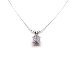 Princess Cubic Zirconia Pendant Necklace – 6mm - 11mm, Sterling Silver