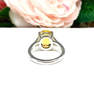 Genuine Golden Citrine Oval Ring – 12x10mm, Sterling Silver