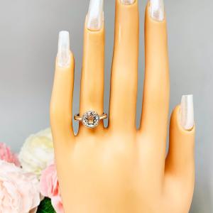 White Topaz Round Engagement Ring – 6mm - 10mm, Sterling Silver, Bezel