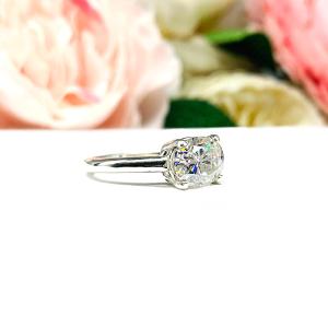 Oval Moissanite East West Ring — 6x4mm - 10x8mm, Sterling Silver